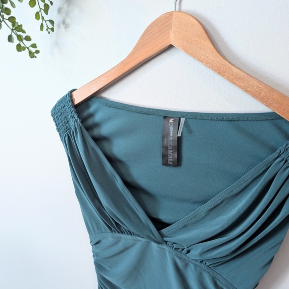 Norma Kamali Green Ruched Bodycon Midi Dress - Picture 3 of 12